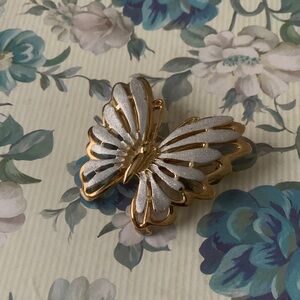 Elegant Gold and Silver Butterfly Brooch
